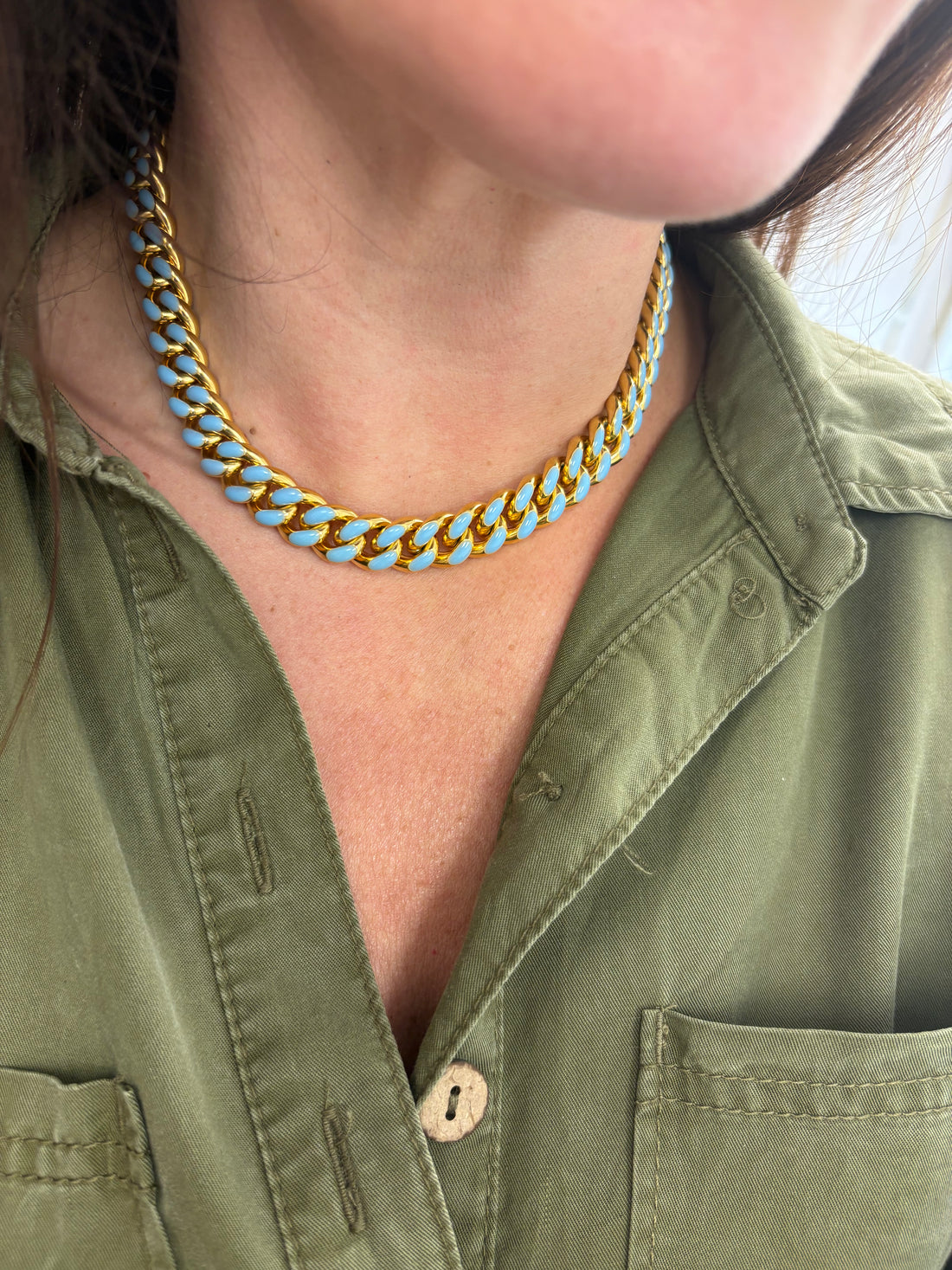 Turquoise Enamel Chain